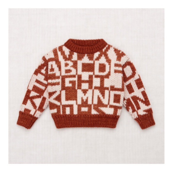 Misha And Puff Other - NWT Misha & Puff Kids Alphabet Intarsia Sweater in Henna Sz 4/5y